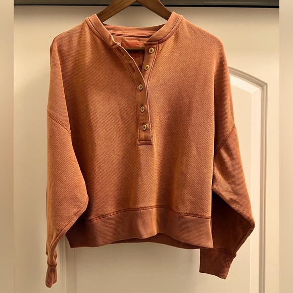 American Eagle Outfitters Tops - NWT American Eagle Oversized Cropped Henley Long-Sleeve Shirt